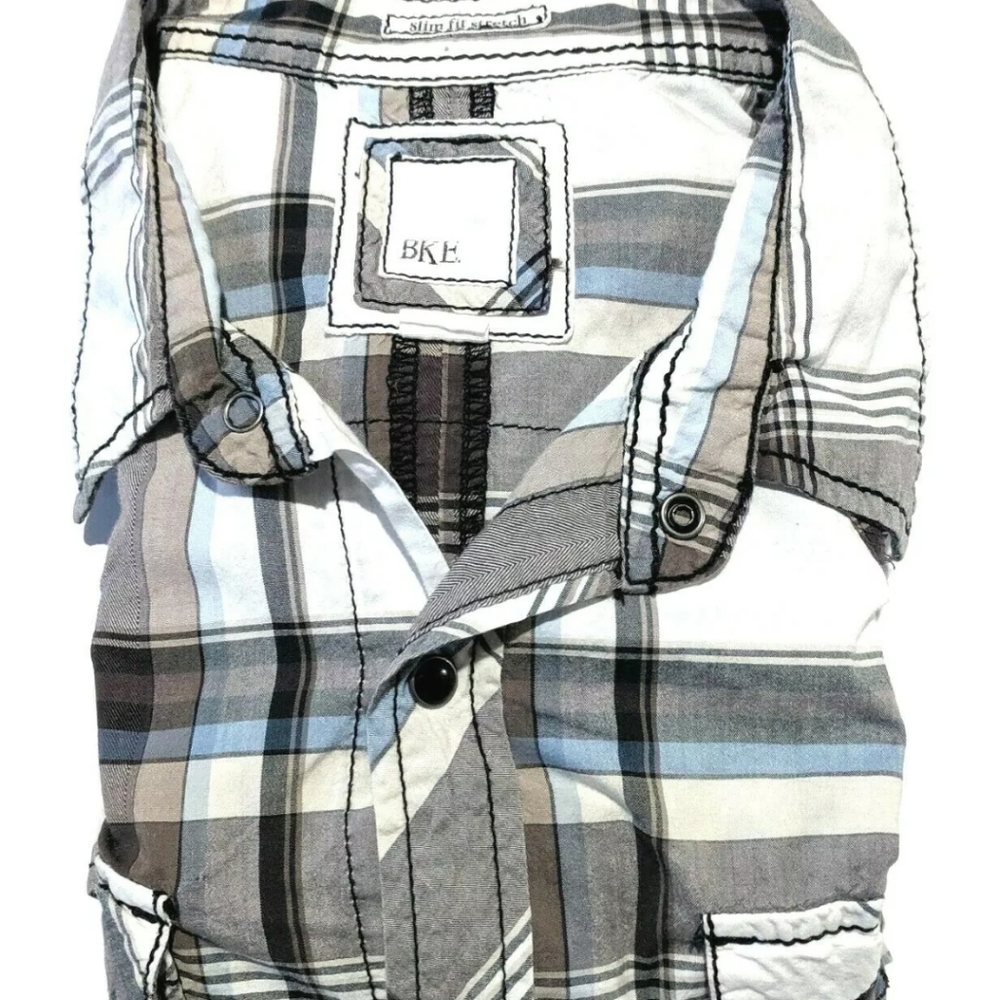 BKE Mens L Long Sleeve Black Snap Western Shirt - Picture 3 of 3